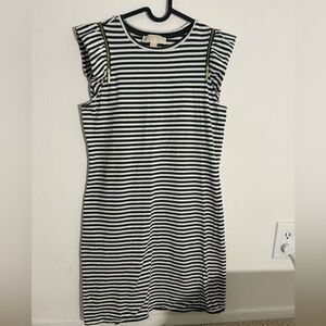 Michael Kors Zip Shoulder Striped Sheath Dress, XS